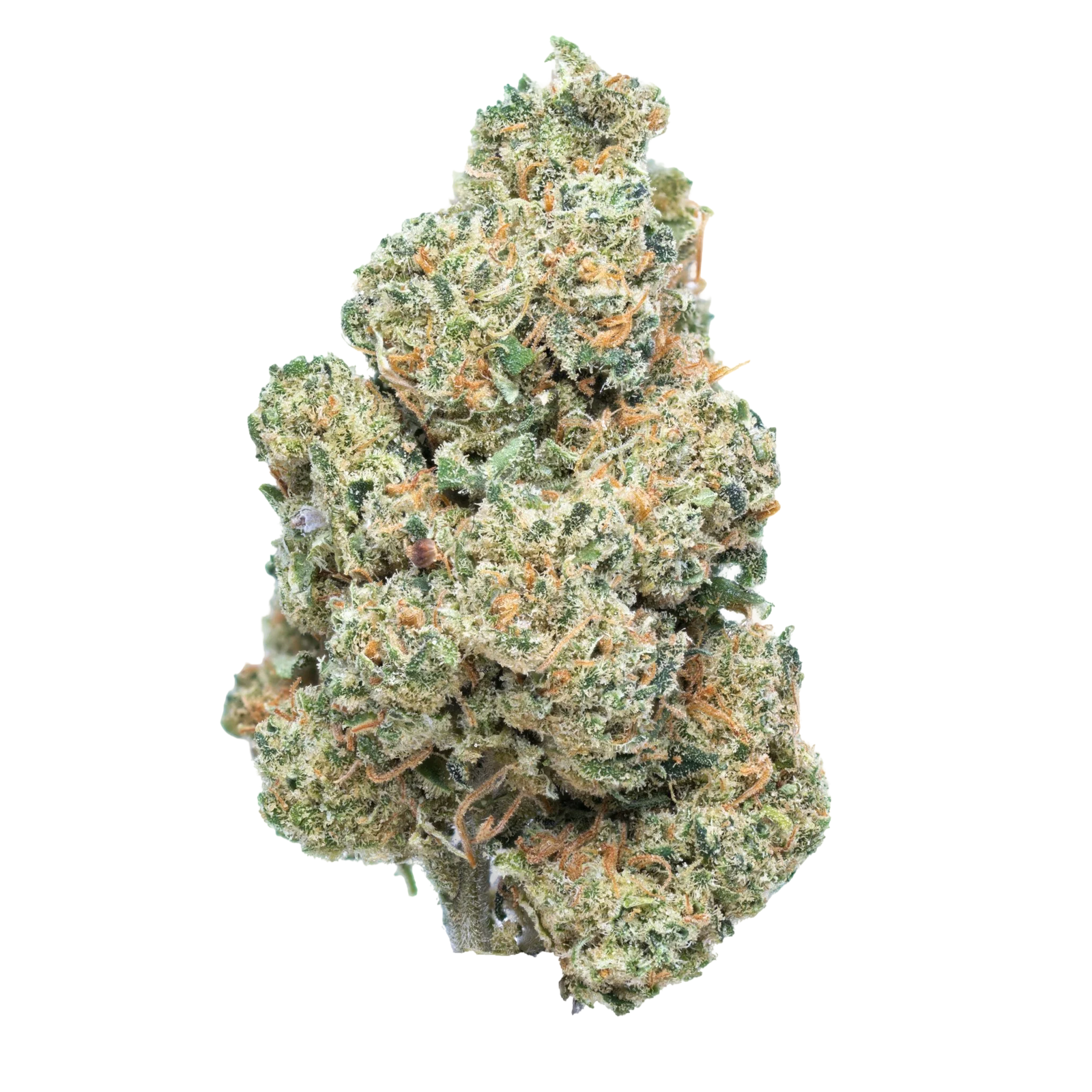 Close-up of Secret Nature’s Frosted Kush CBD hemp flower buds showing dense structure and heavy trichome coverage.
