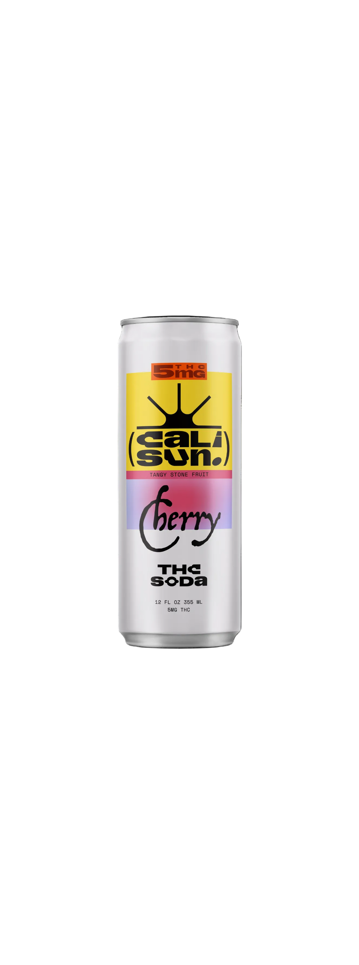 Cali Sun Cherry 12oz can — 5mg THC soda, Tangy Stone Fruit