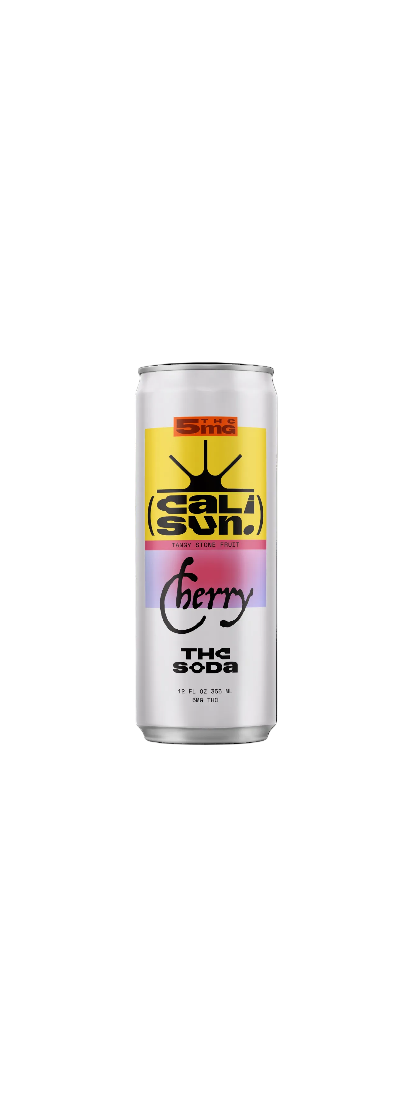 Cali Sun Cherry 12oz can — 5mg THC soda, Tangy Stone Fruit