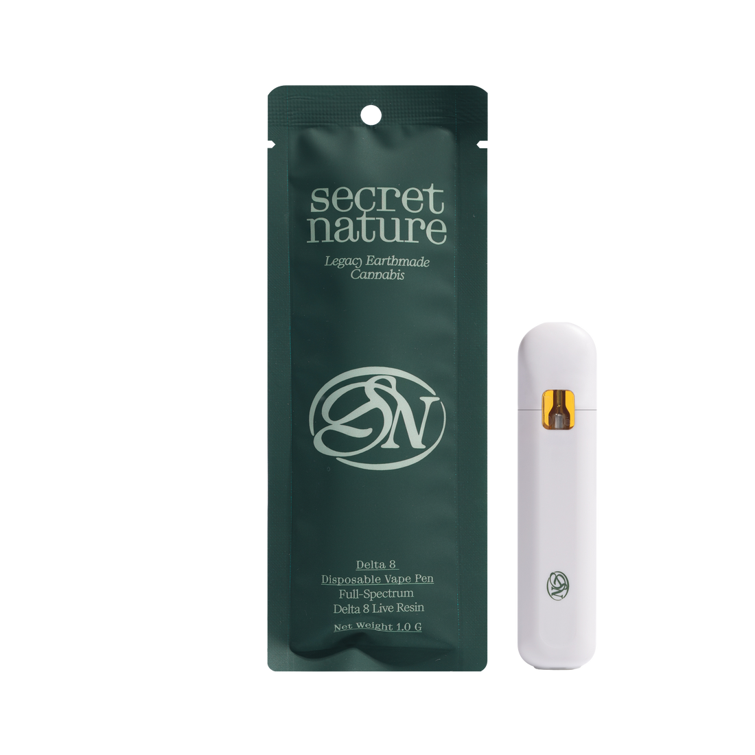 Sour Diesel Delta-8 THC vape cartridge by Secret Nature, sativa strain offering mild euphoria and gentle relaxation.